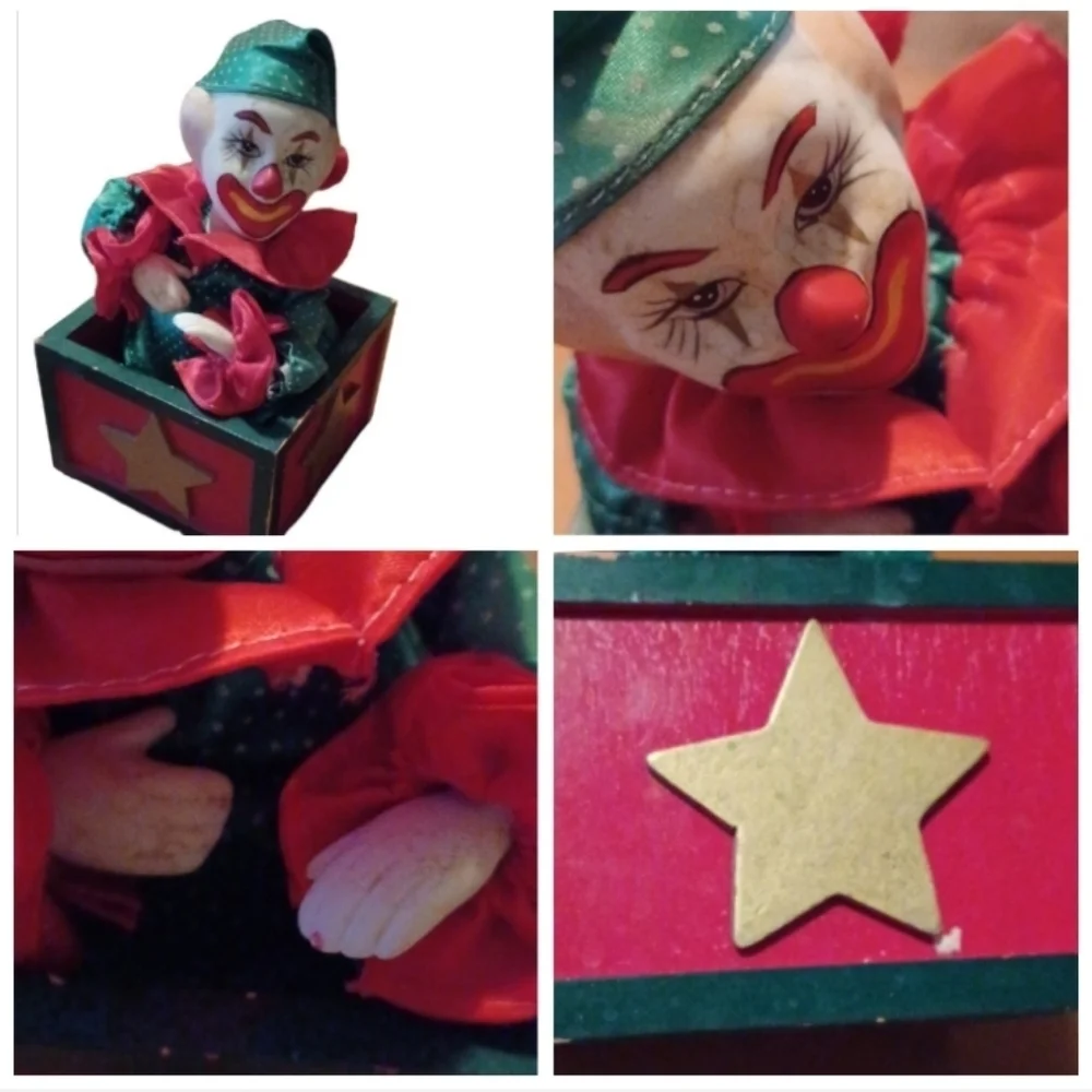 - Vintage Colorful Clown Jack-in-the-Box Toy